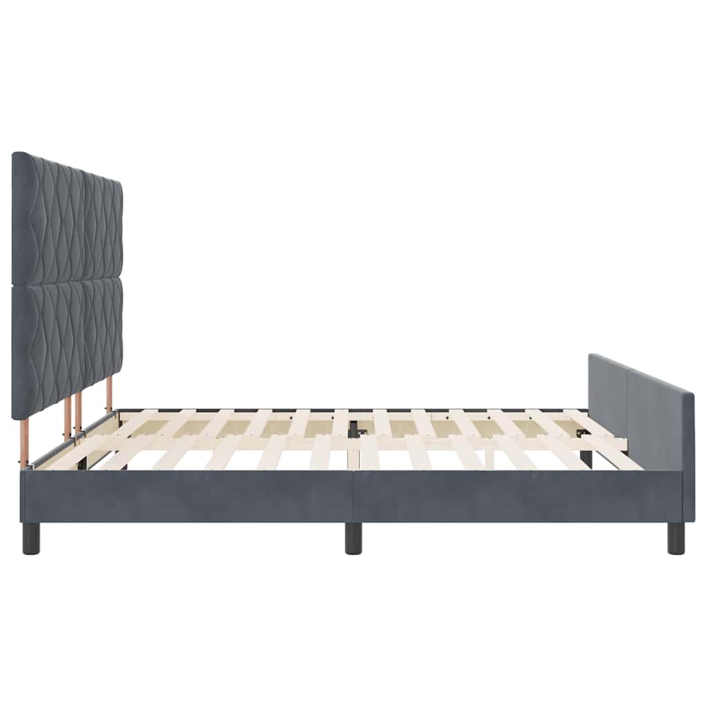 Lit à ressorts avec tête de lit Gris foncé 200 x 200 cm Velours