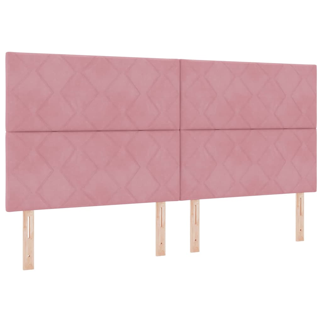 Lit à ressorts avec tête de lit Rose 200 x 200 cm Velours