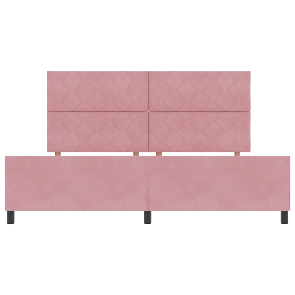 Lit à ressorts avec tête de lit Rose 200 x 200 cm Velours