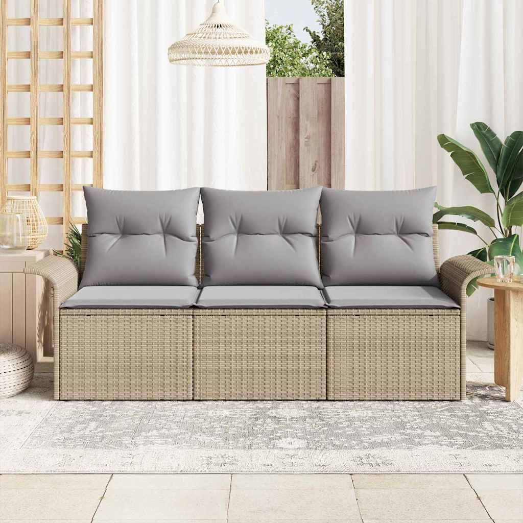 Ensemble de canapé de jardin 3 pcs Beige Poly rotin