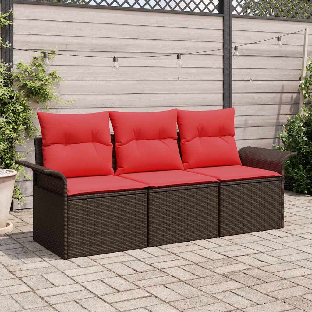 Ensemble de canapé de jardin 3 pcs Marron Poly rotin