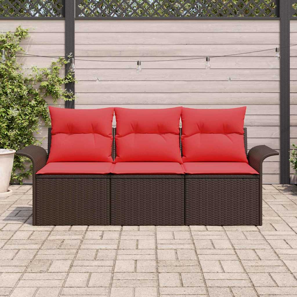 Ensemble de canapé de jardin 3 pcs Marron Poly rotin