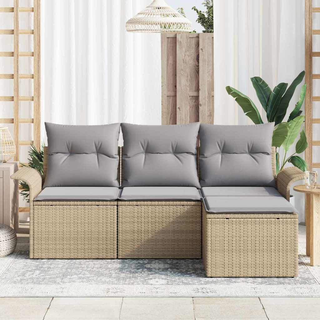 Ensemble de canapé de jardin 4 pcs Beige Poly rotin