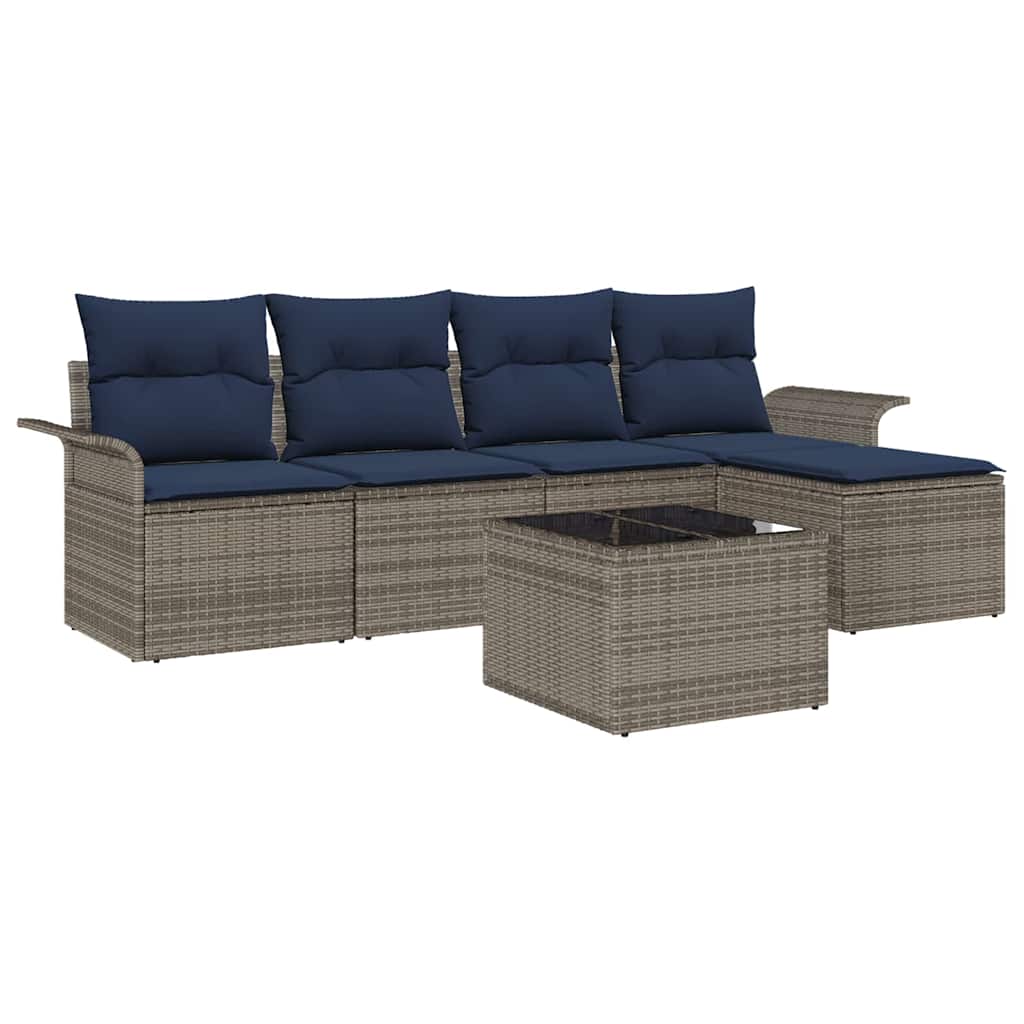 Ensemble de canapé de jardin avec stockage 6 pcs Gris polyrotin - XIOS