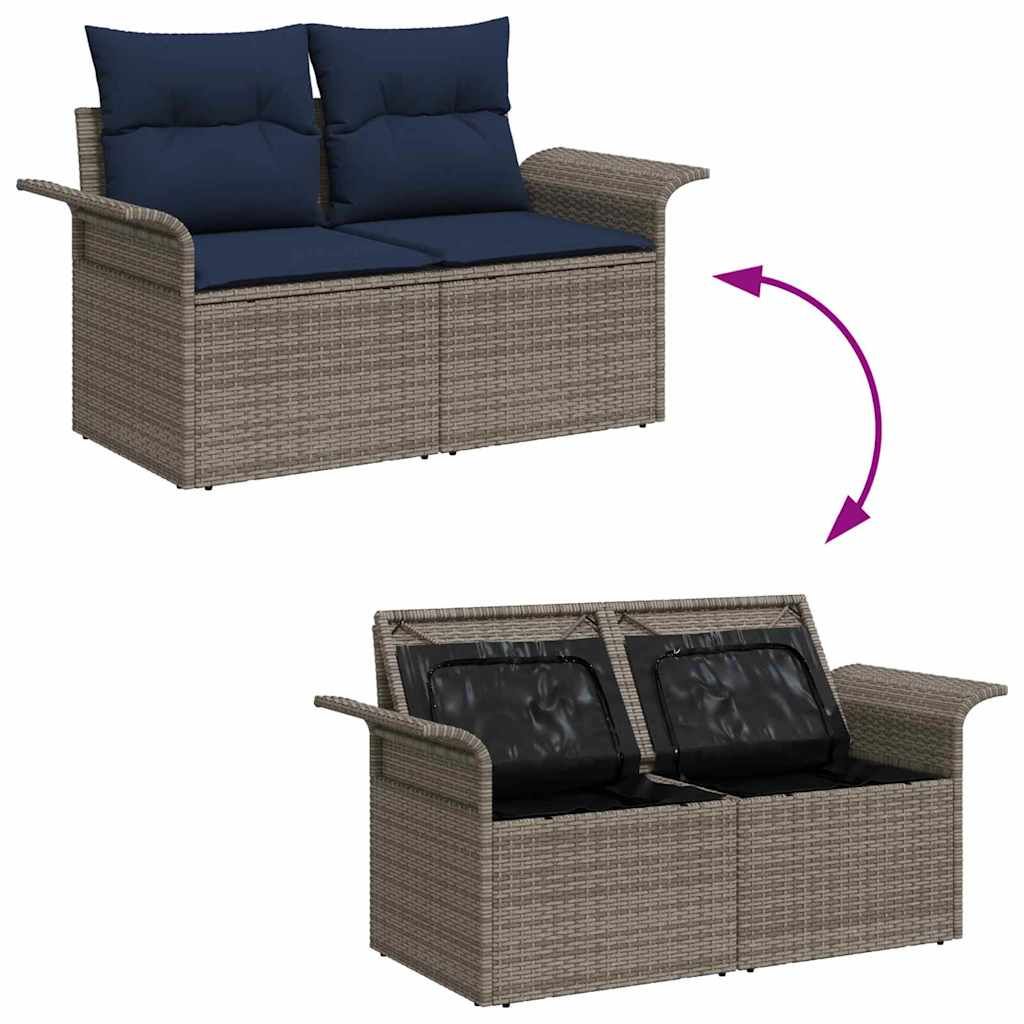 Ensemble de canapé de jardin avec stockage 6 pcs Gris polyrotin - XIOS