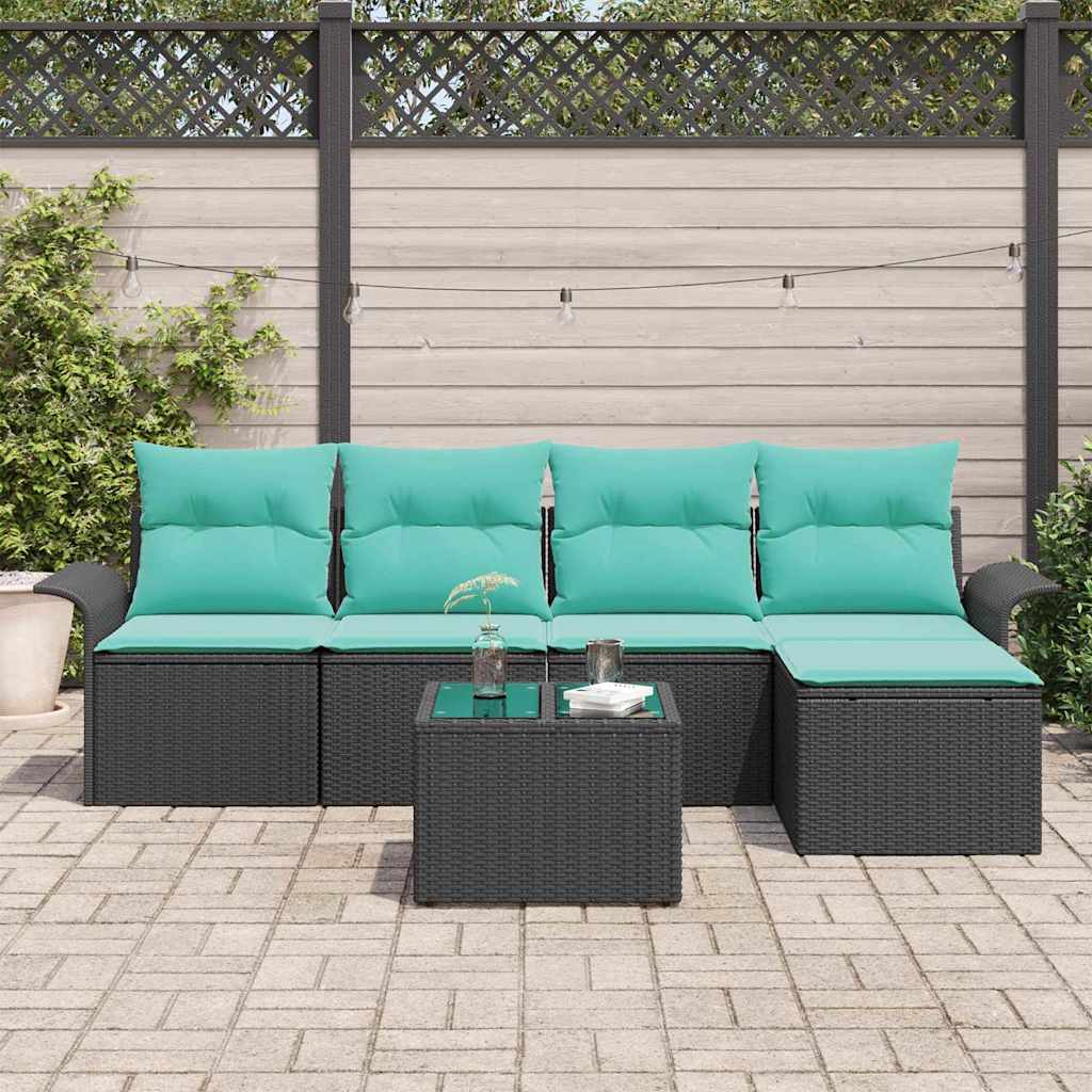 Ensemble de canapé de jardin avec stockage 6 pcs Noir polyrotin - XIOS