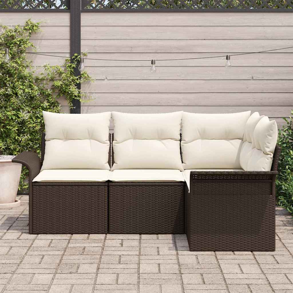 Ensemble de canapé de jardin 4 pcs Marron polyrotin - XIOS