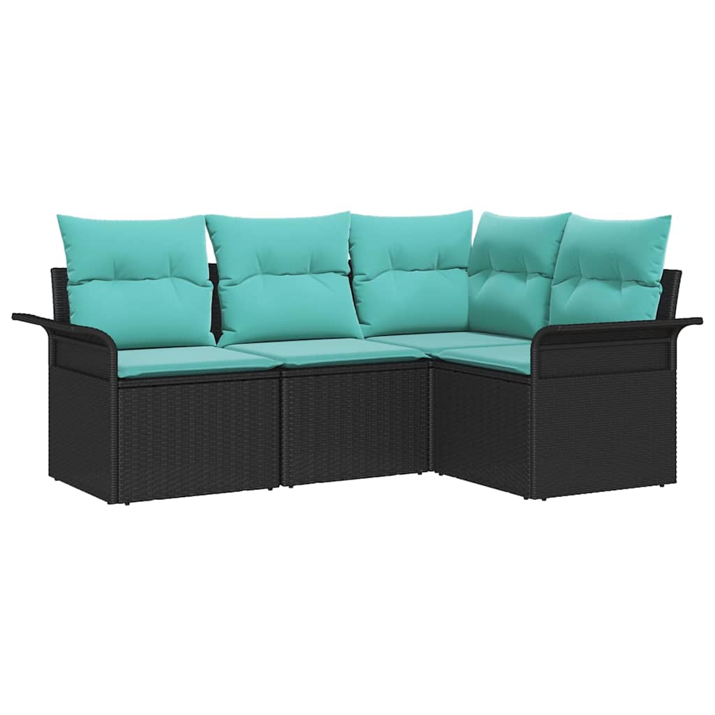 Ensemble de canapé de jardin avec stockage 4 pcs Noir polyrotin