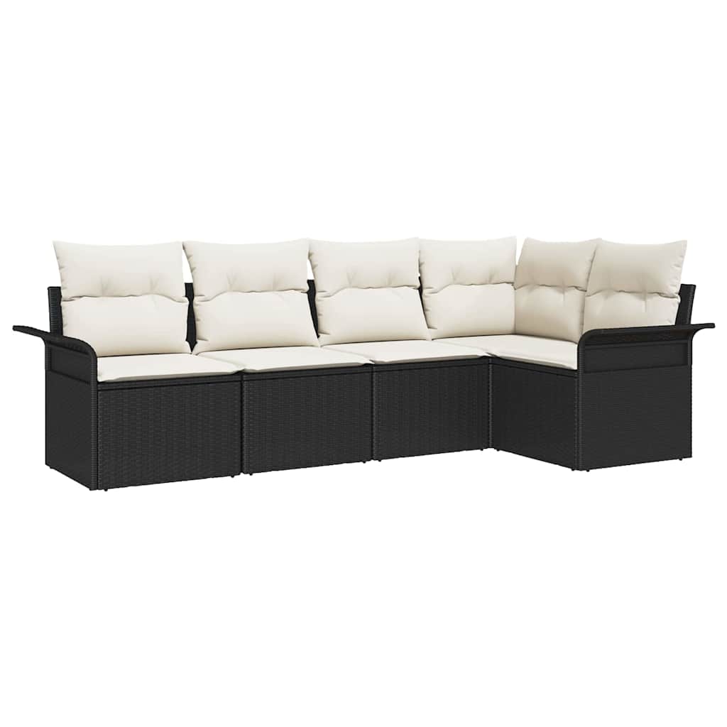 Ensemble de canapé de jardin avec stockage 5 pcs Noir polyrotin