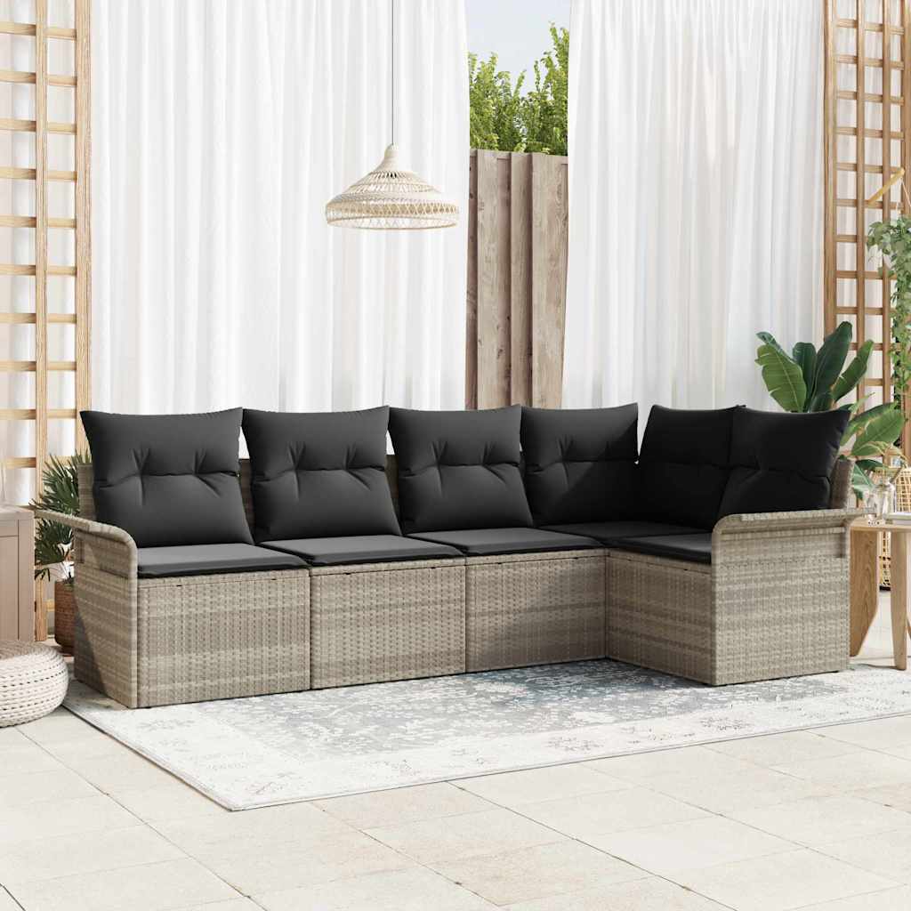 Ensemble de canapé de jardin 5 pcs Gris clair polyrotin