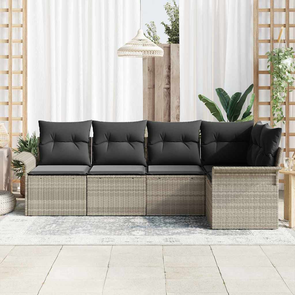 Ensemble de canapé de jardin 5 pcs Gris clair polyrotin