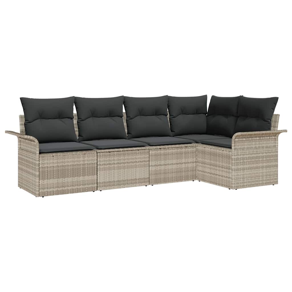 Ensemble de canapé de jardin 5 pcs Gris clair polyrotin