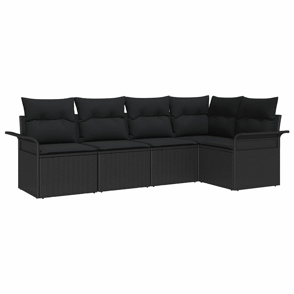 Ensemble de canapé de jardin avec stockage 5 pcs Noir polyrotin