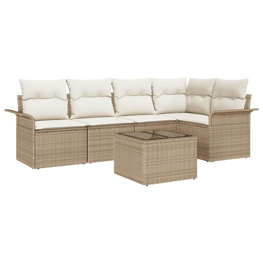 Ensemble de canapé de jardin 6 pc Beige polyrotin