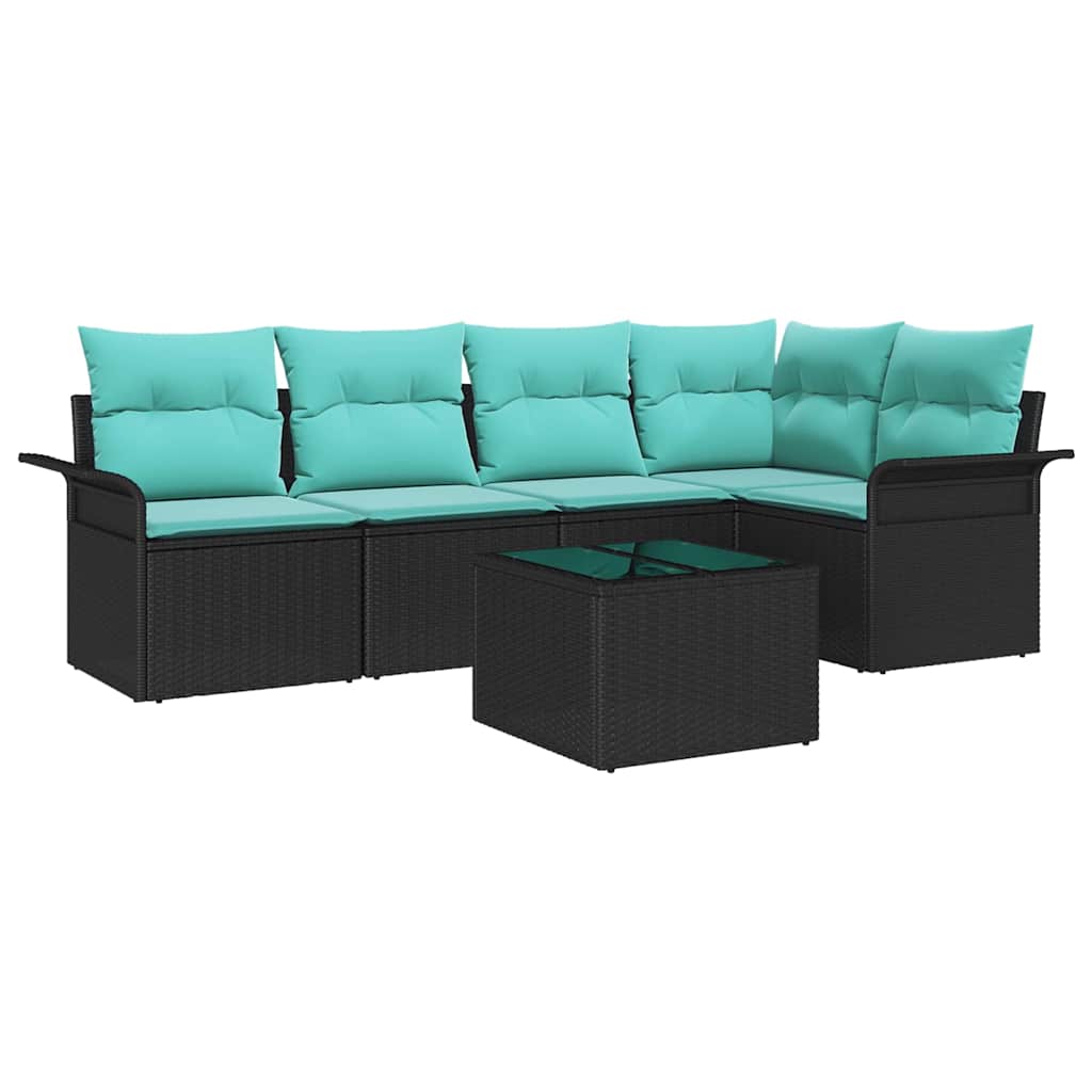 Ensemble de canapé de jardin avec stockage 6 pcs Noir polyrotin