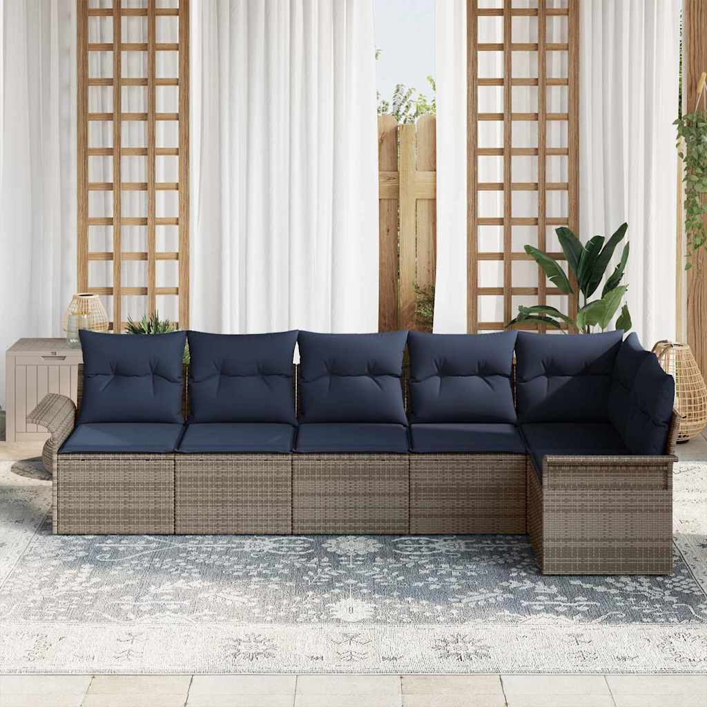 Ensemble de canapé de jardin avec stockage 6 pcs Gris polyrotin