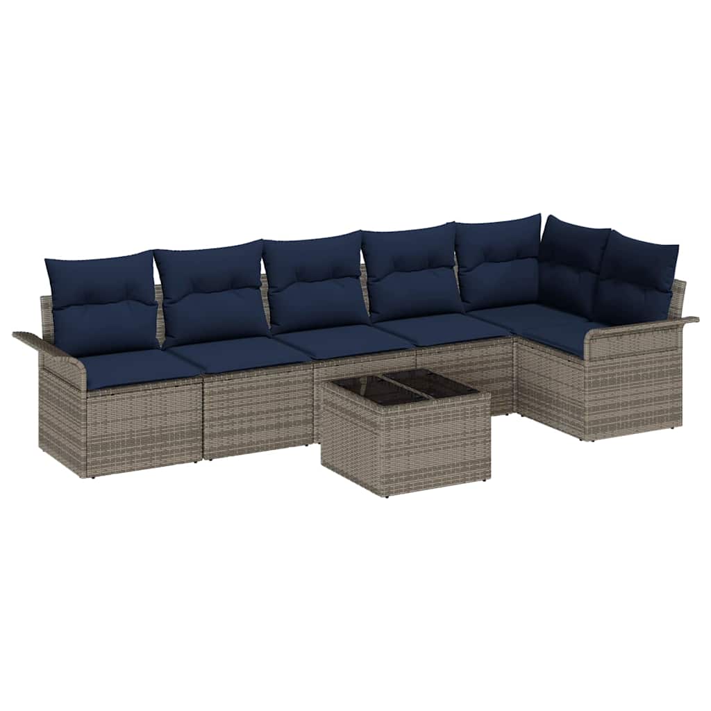 Ensemble de canapé de jardin avec stockage 7 pcs Gris polyrotin