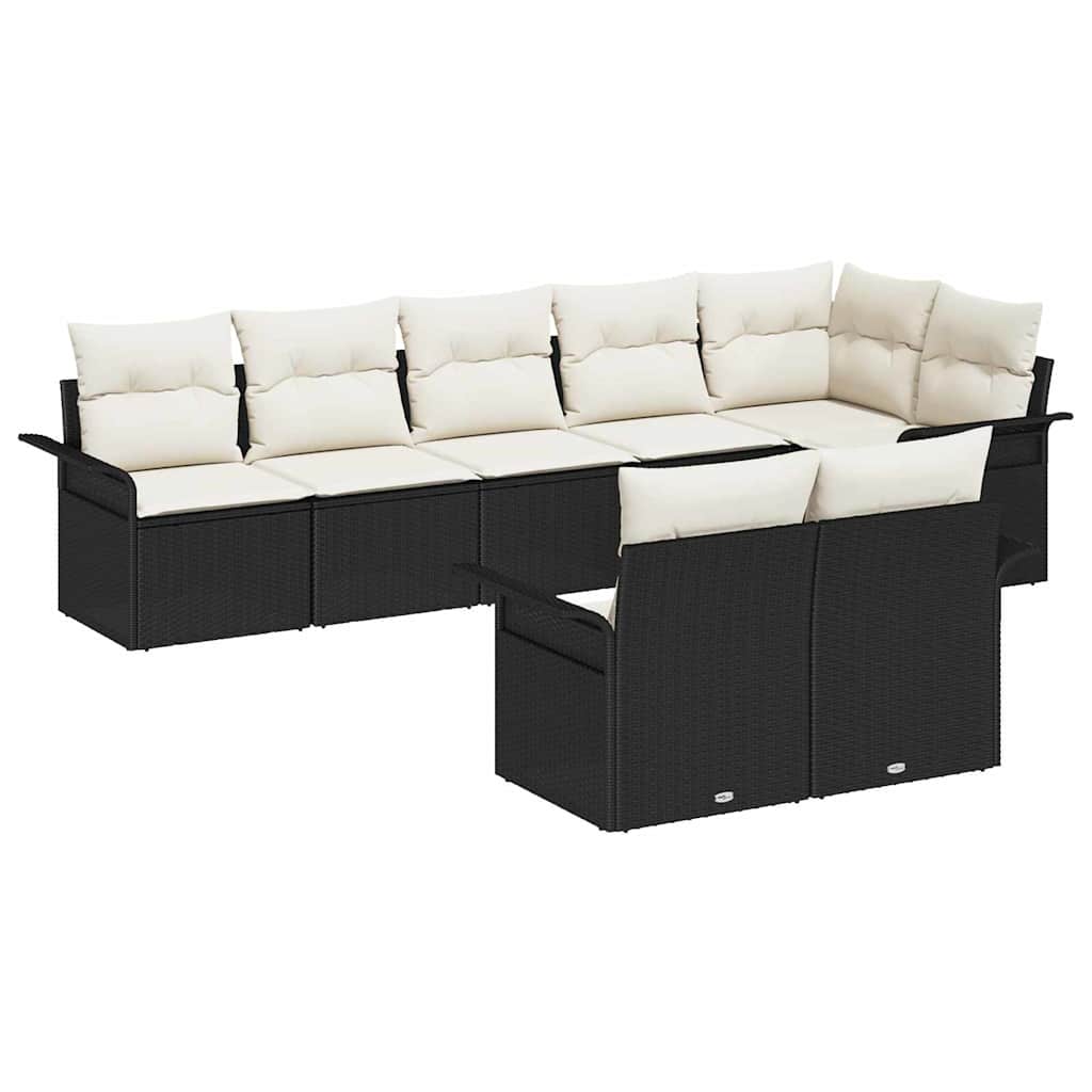 Ensemble de canapé de jardin 8 pc Noir polyrotin