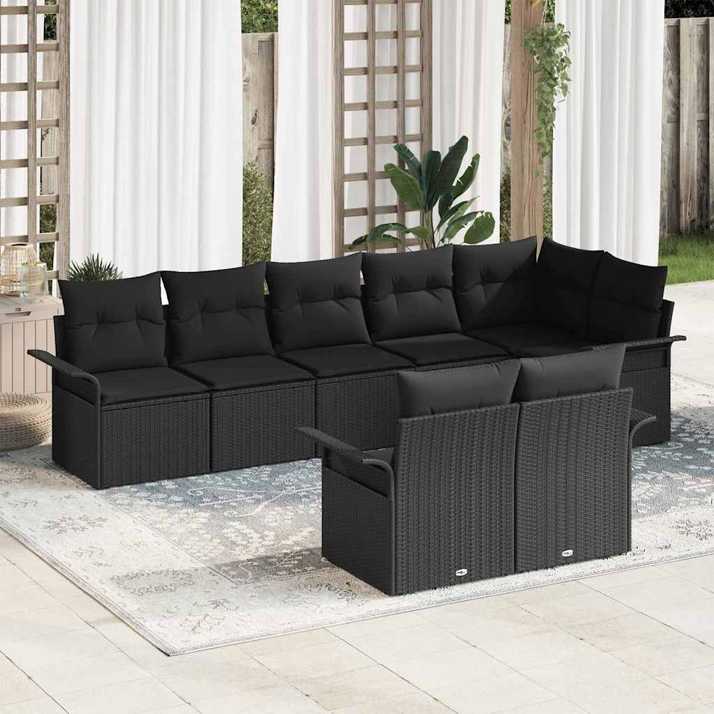 Ensemble de canapé de jardin avec stockage 8 pcs Noir polyrotin