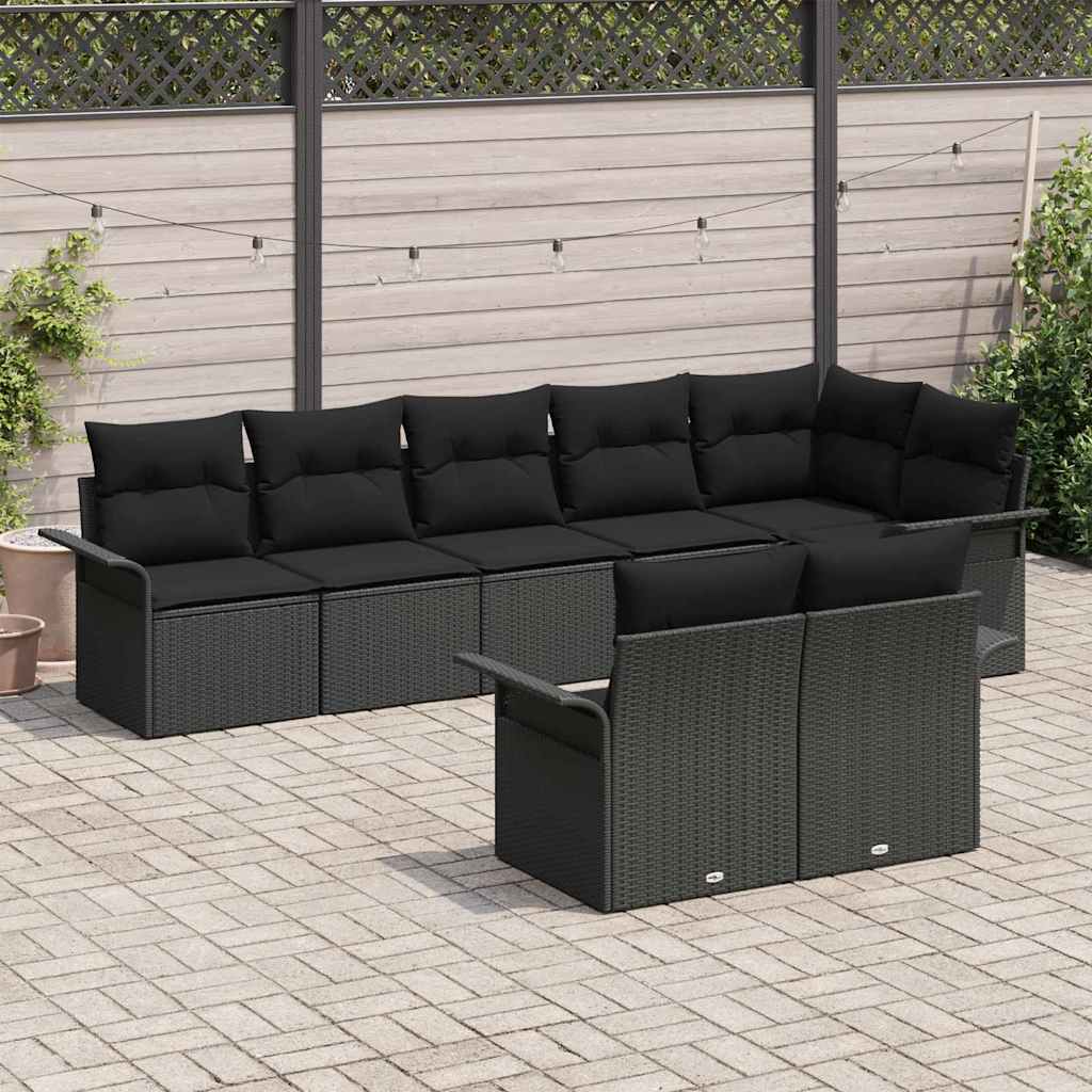 Ensemble de canapé de jardin avec stockage 8 pcs Noir polyrotin