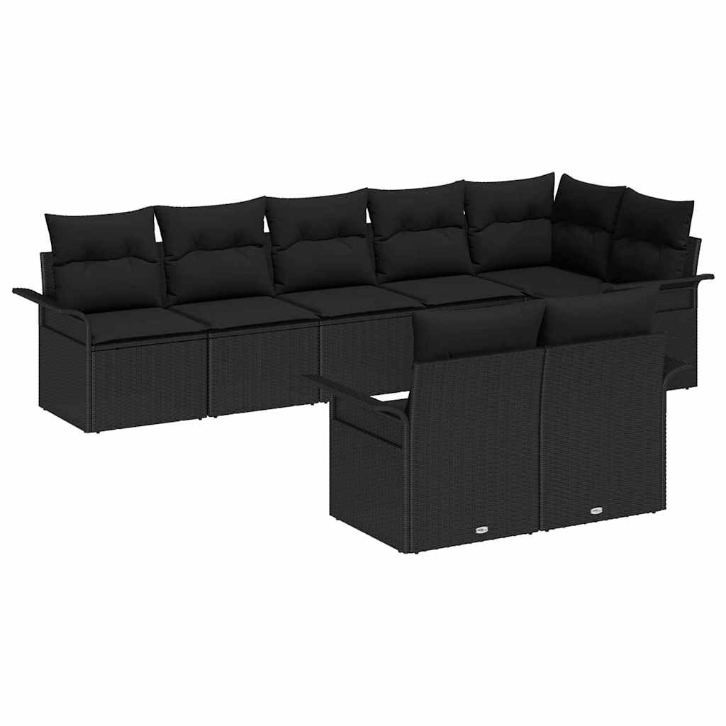 Ensemble de canapé de jardin avec stockage 8 pcs Noir polyrotin