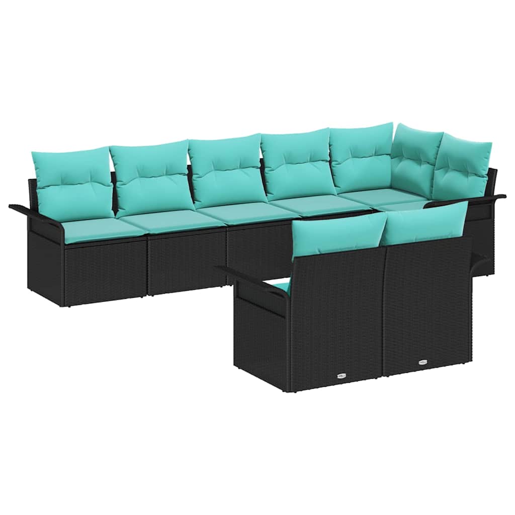 Ensemble de canapé de jardin avec stockage 8 pcs Noir polyrotin