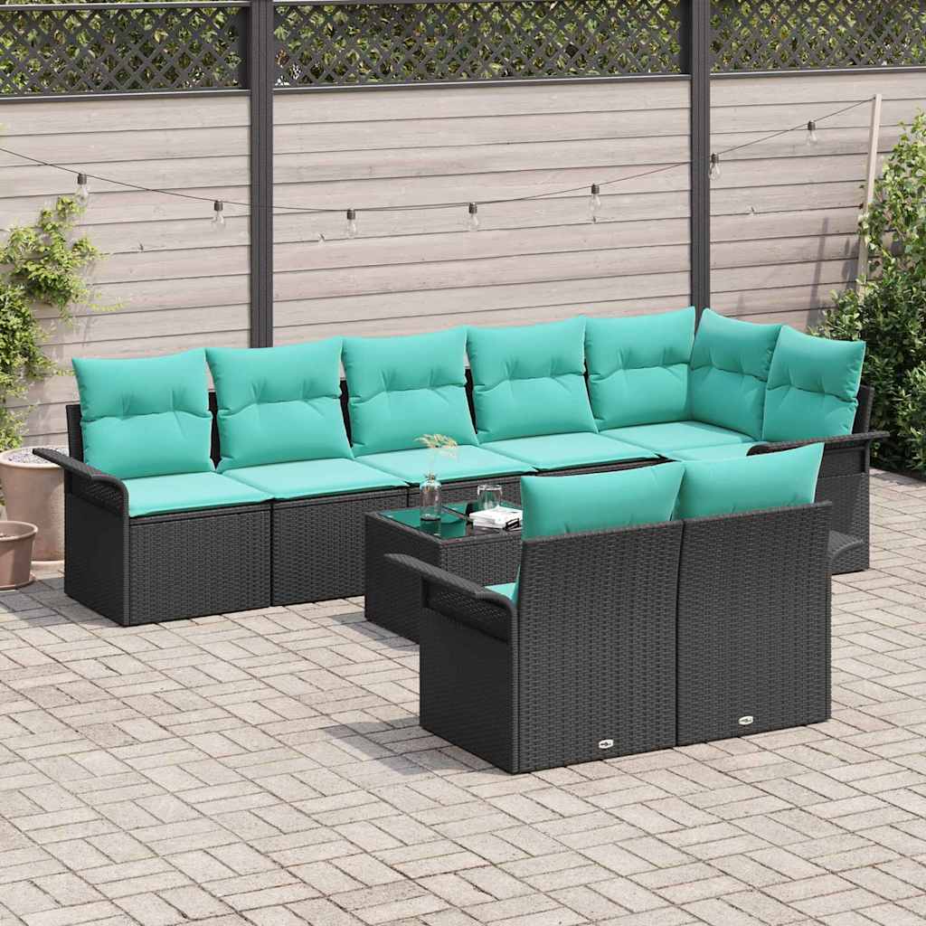 Ensemble de canapé de jardin avec stockage 9 pcs Noir polyrotin