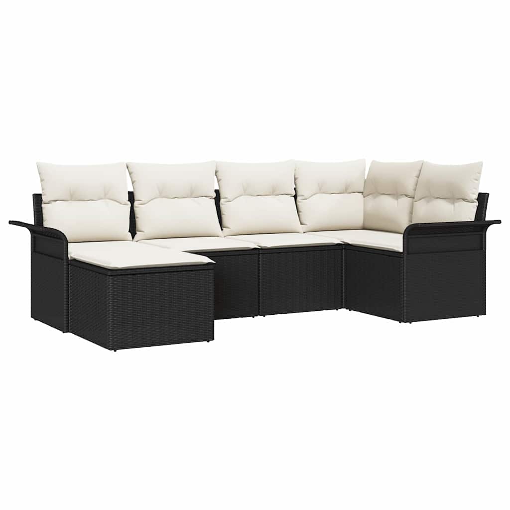 Ensemble de canapé de jardin avec stockage 6 pcs Noir polyrotin