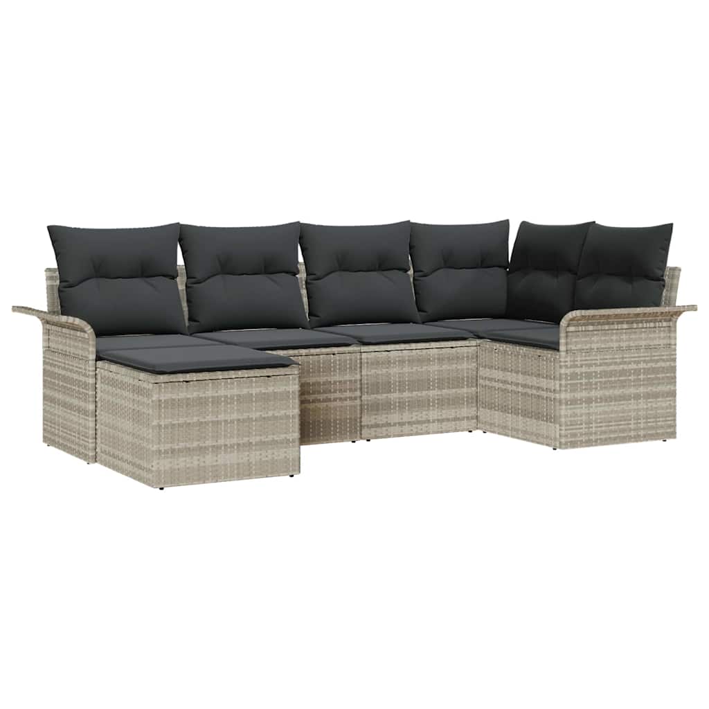 Ensemble de canapé de jardin 6 pcs Gris clair polyrotin