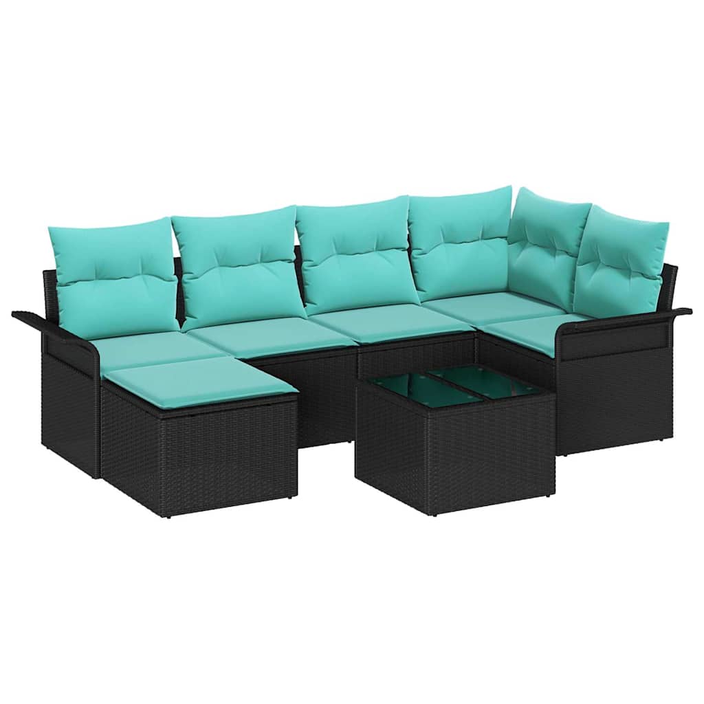 Ensemble de canapé de jardin avec stockage 7 pcs Noir polyrotin