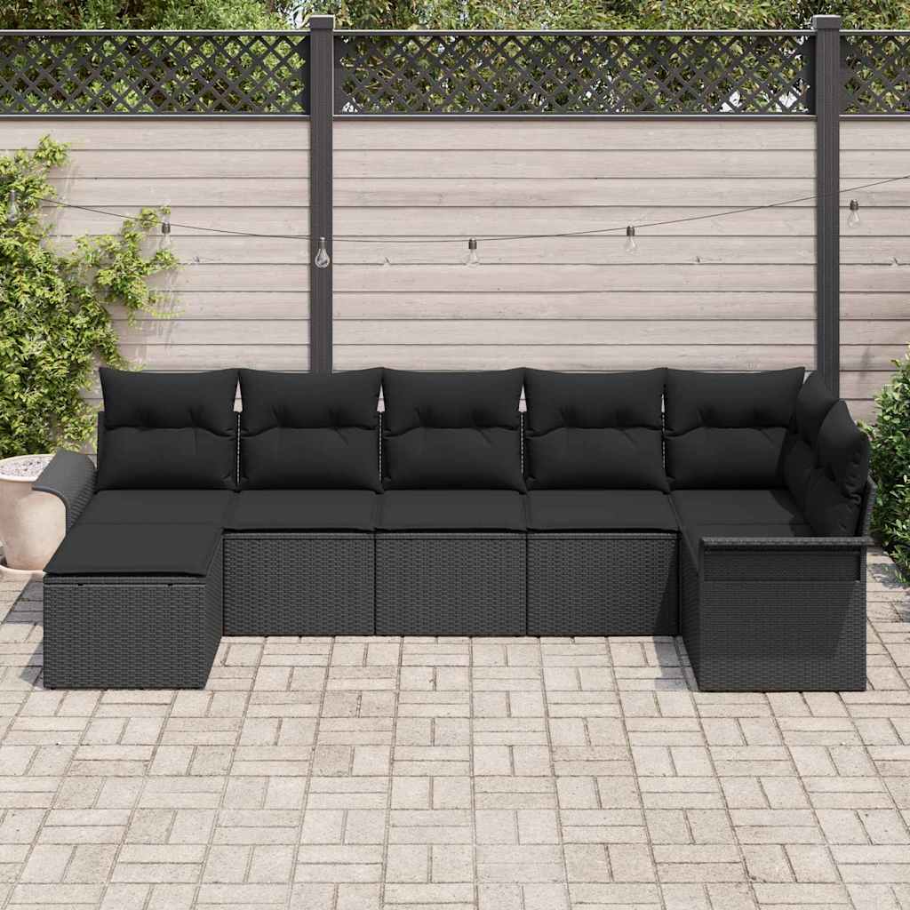 Ensemble de canapé de jardin avec stockage 7 pcs Noir polyrotin