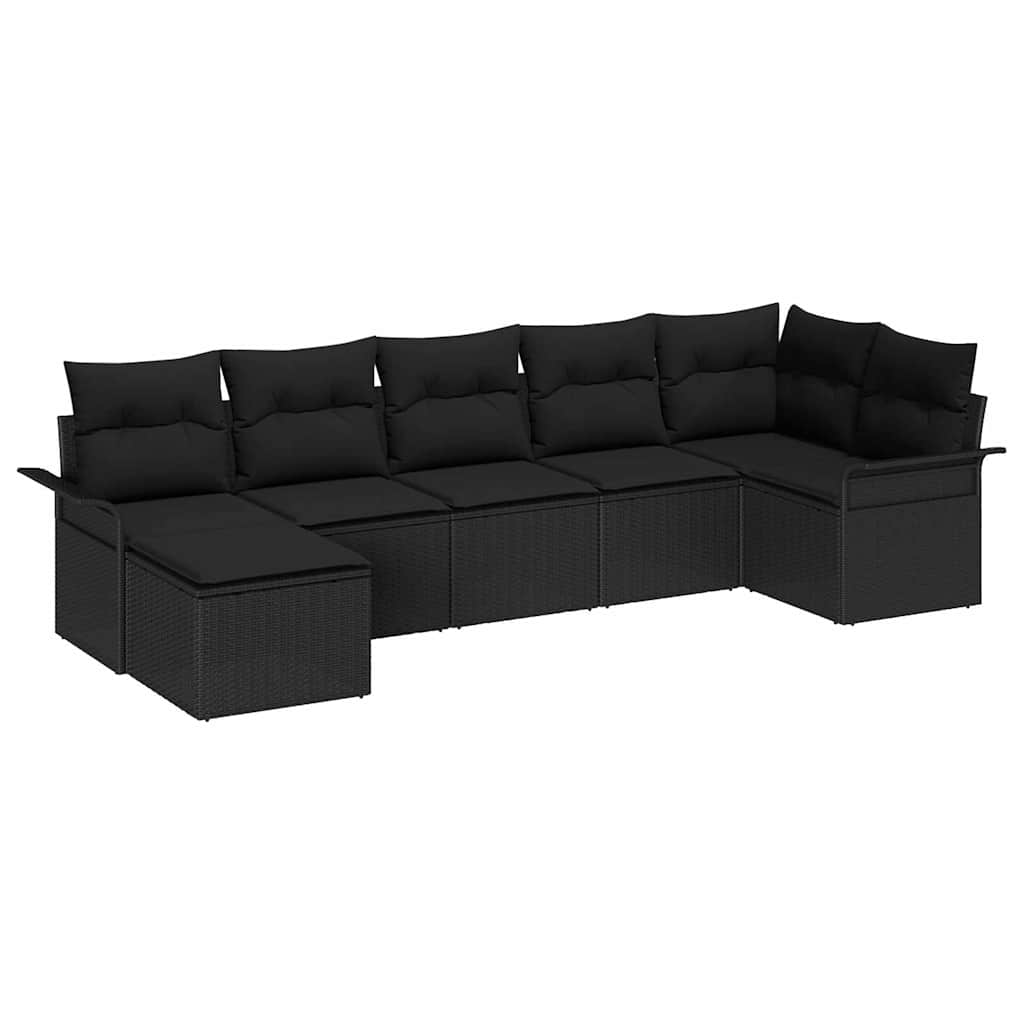 Ensemble de canapé de jardin avec stockage 7 pcs Noir polyrotin