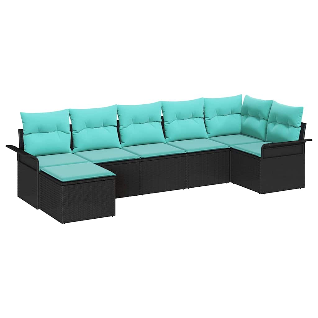Ensemble de canapé de jardin avec stockage 7 pcs Noir polyrotin