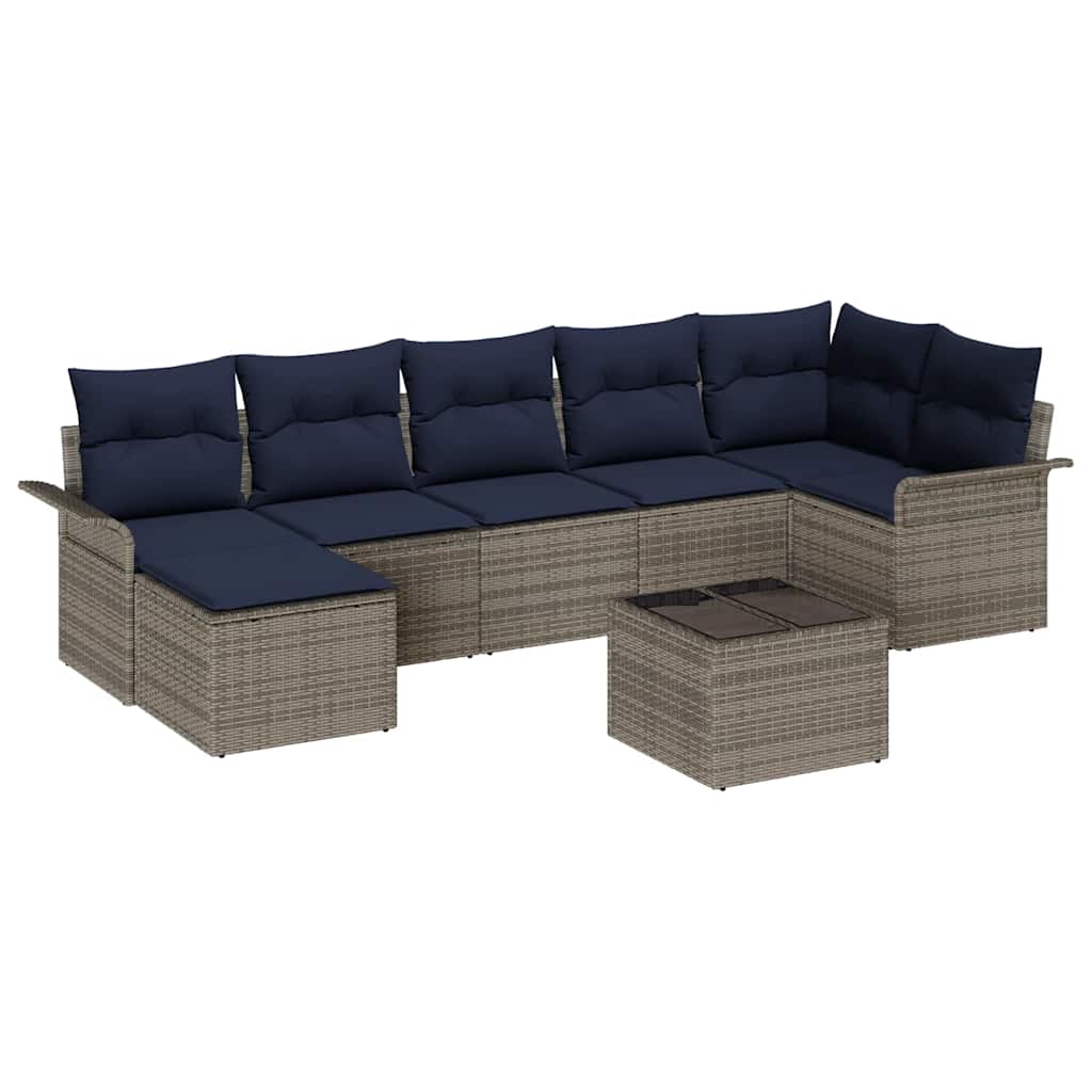 Ensemble de canapé de jardin 8 pc Gris polyrotin