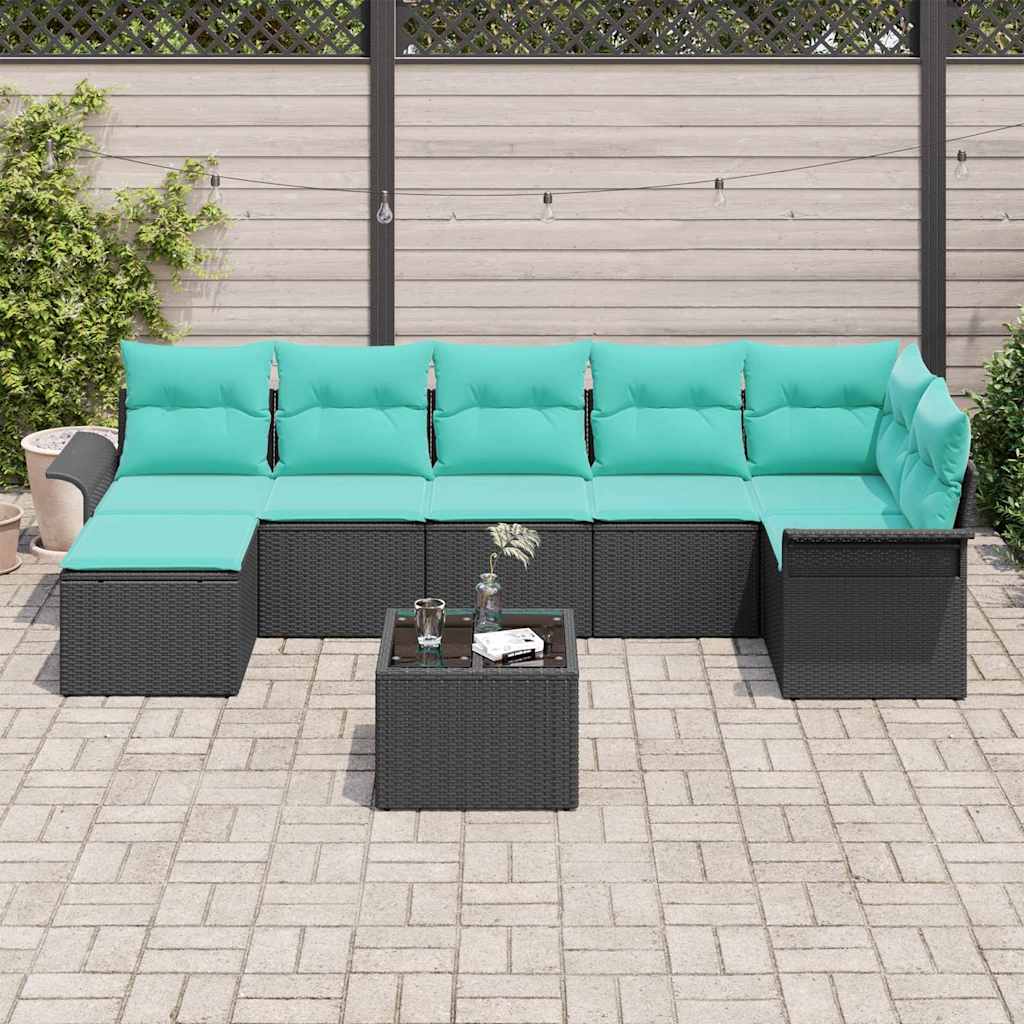 Ensemble de canapé de jardin avec stockage 8 pcs Noir polyrotin