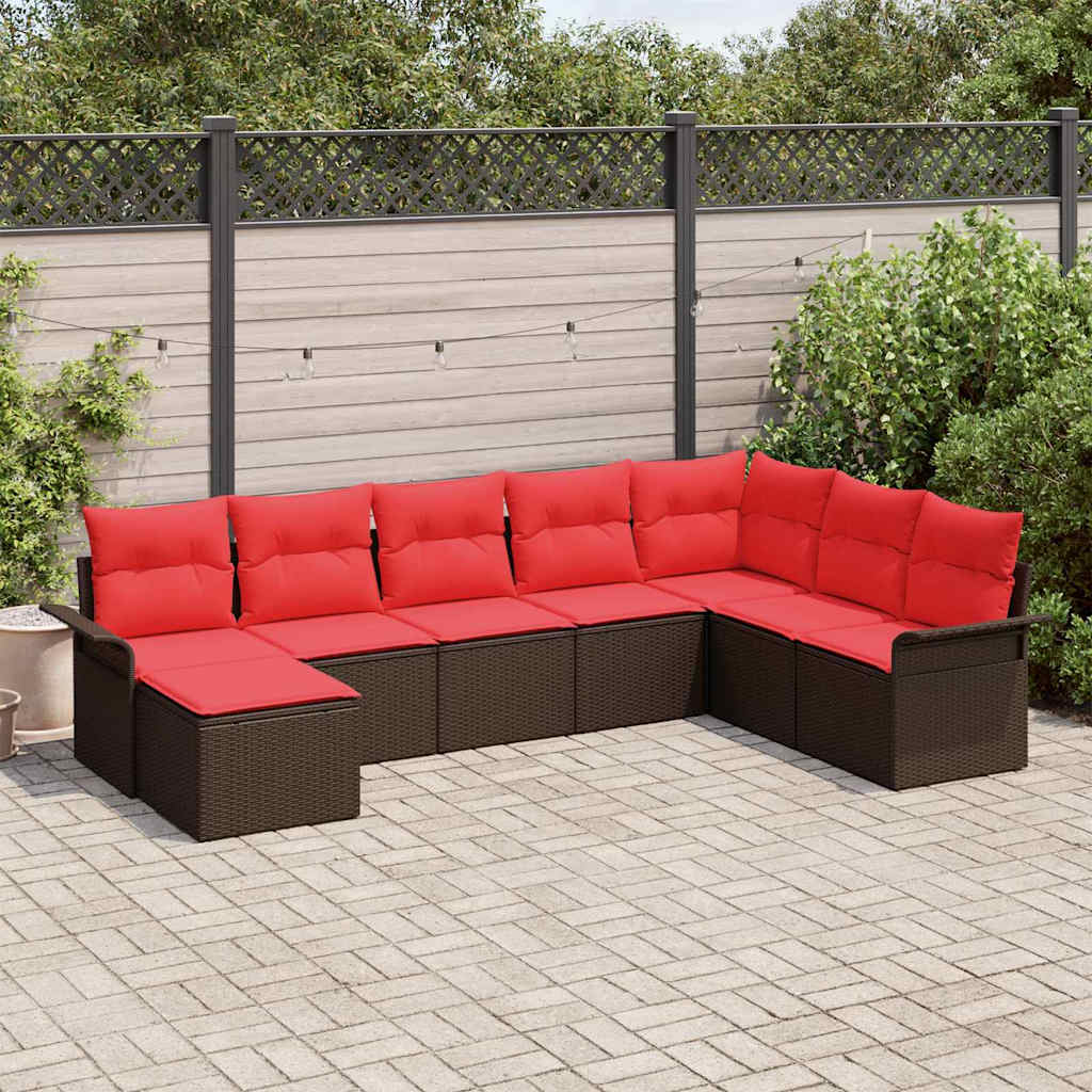 Ensemble de canapé de jardin 8 pcs Beige Poly rotin