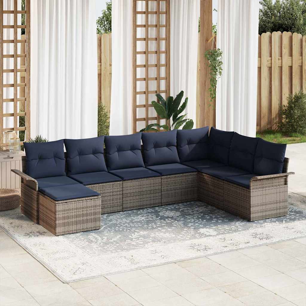 Ensemble de canapé de jardin 8 pc Gris clair Poly rotin