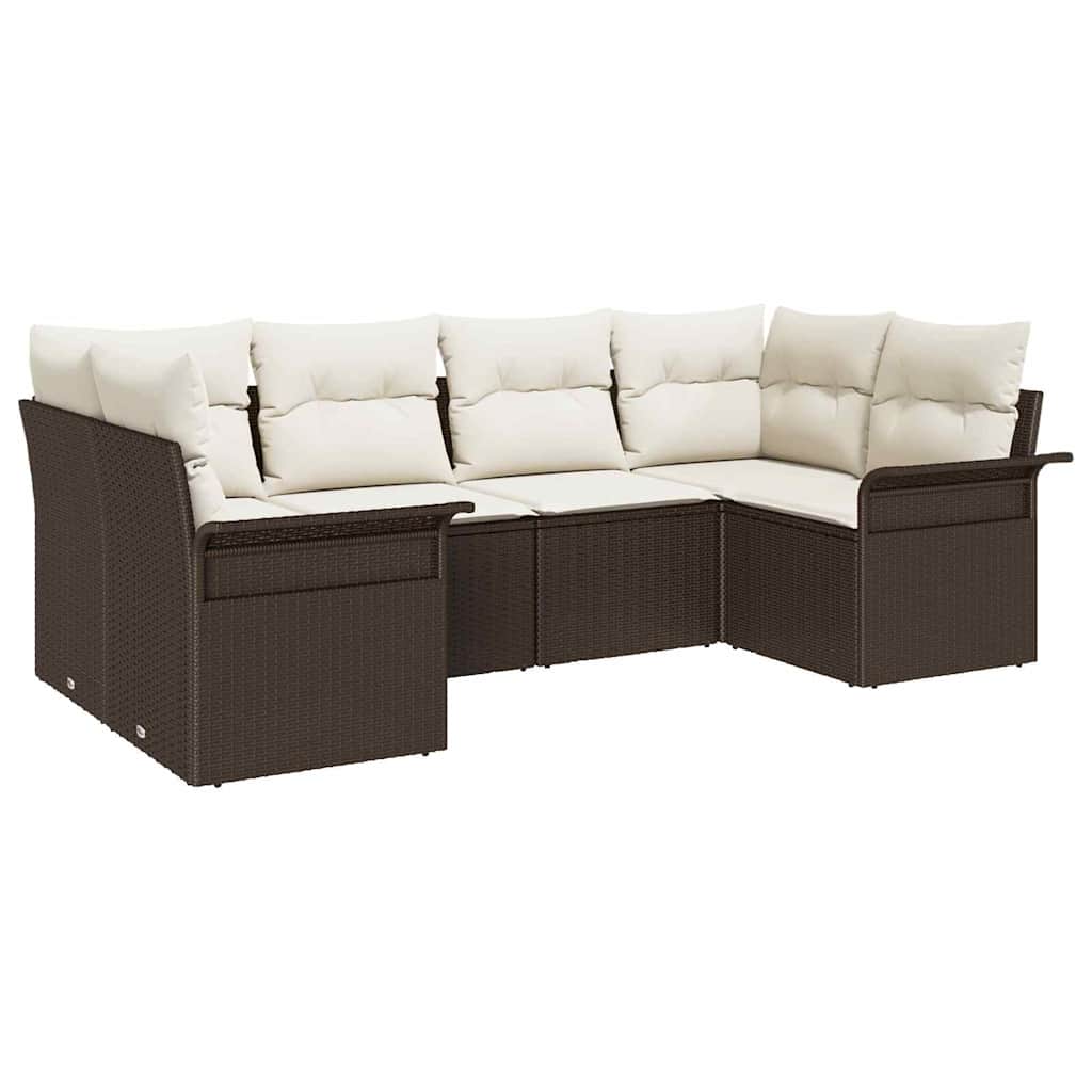 Ensemble de canapé de jardin 6 pcs Marron Poly rotin