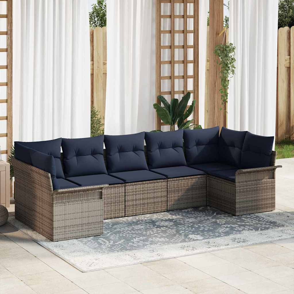 Ensemble de canapé de jardin 7 pcs Gris Poly rotin - XIOS