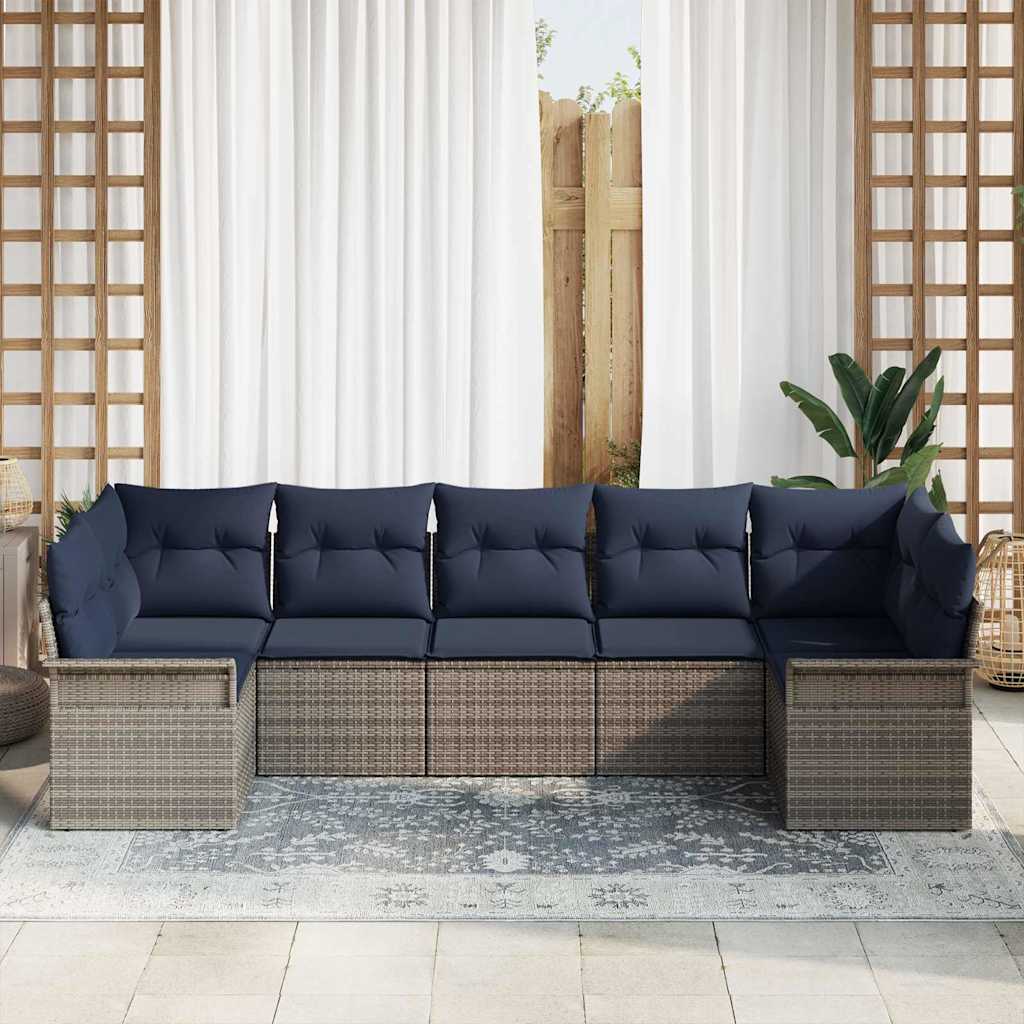 Ensemble de canapé de jardin 7 pcs Gris Poly rotin - XIOS