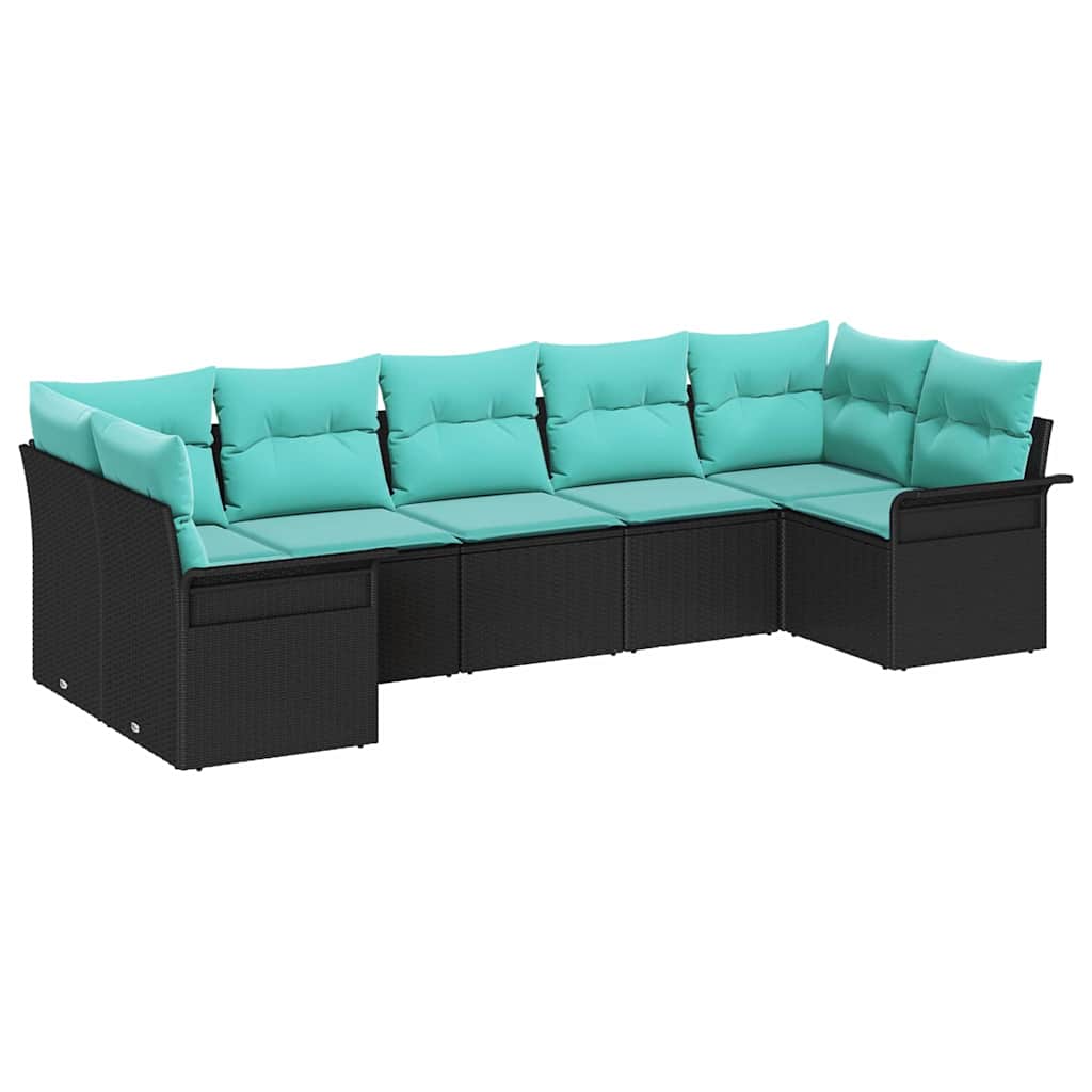 Ensemble de canapé de jardin 7 pcs Noir Poly rotin - XIOS