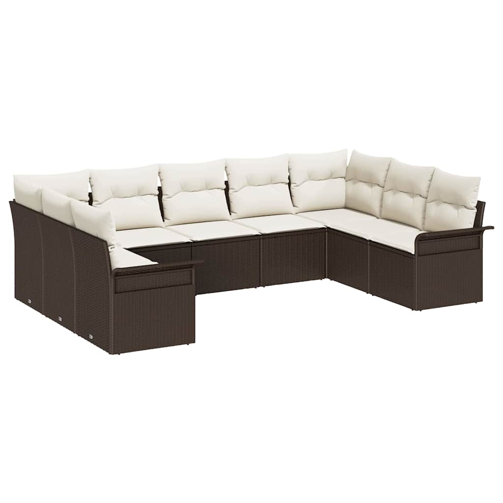 Ensemble de canapé de jardin 9 pcs Marron polyrotin - XIOS