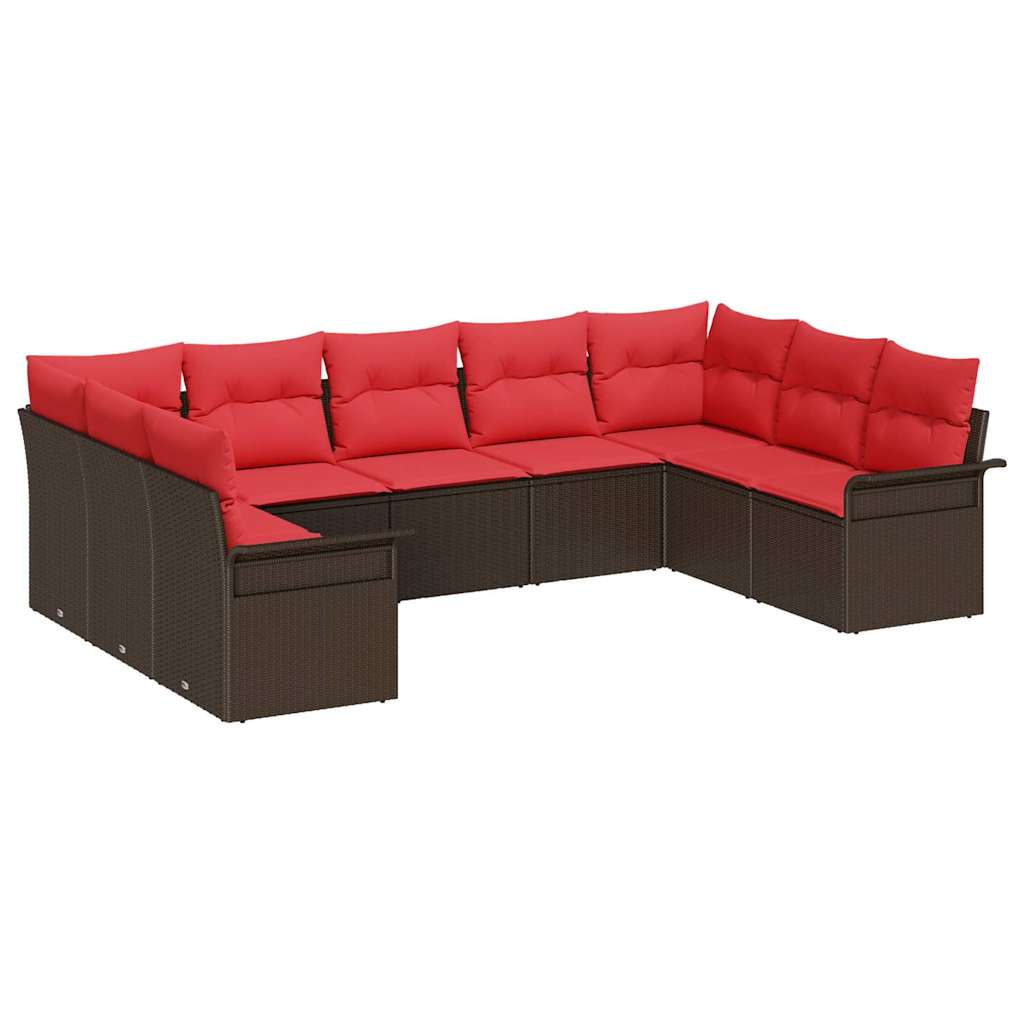 Ensemble de canapé de jardin 9 pcs Beige polyrotin