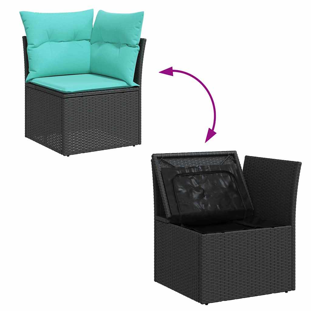 Ensemble de canapé de jardin 10 pcs Noir Poly rotin