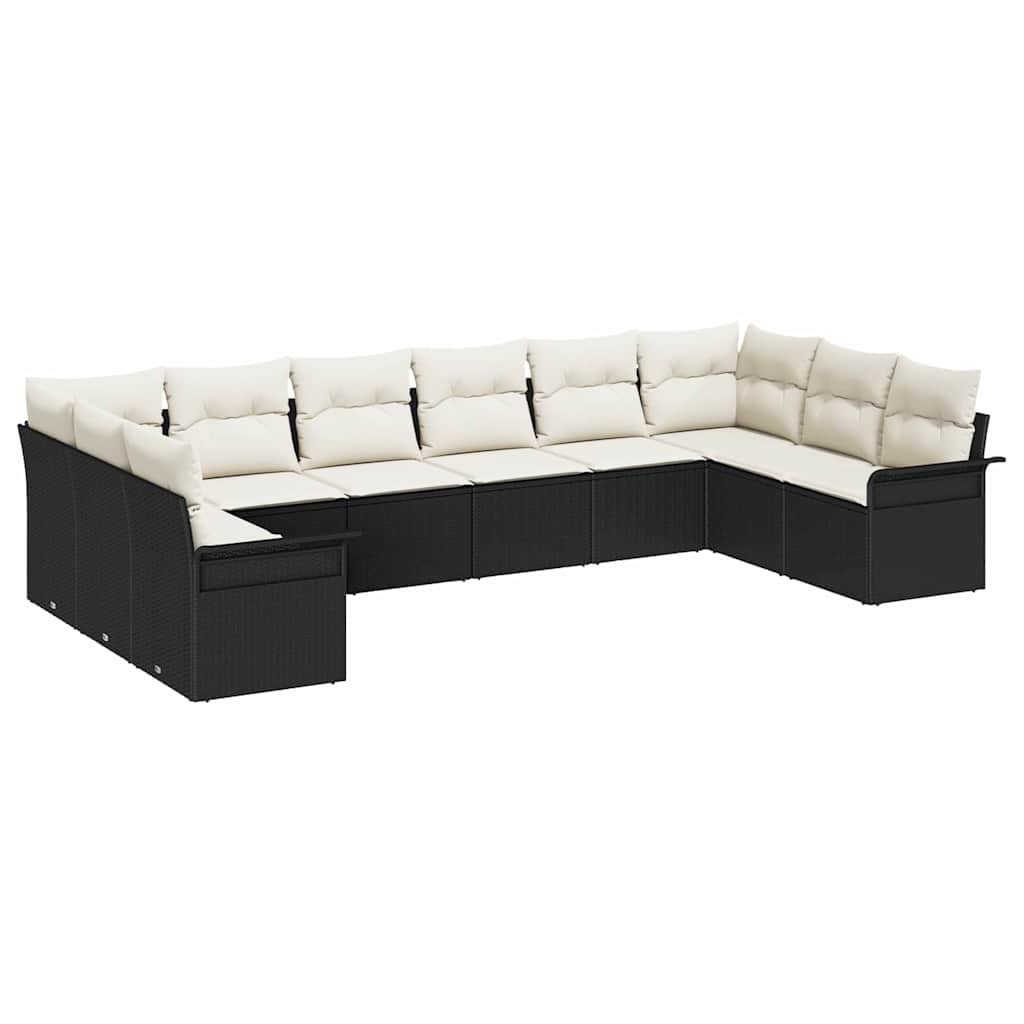 Ensemble de canapé de jardin 10 pcs Noir polyrotin