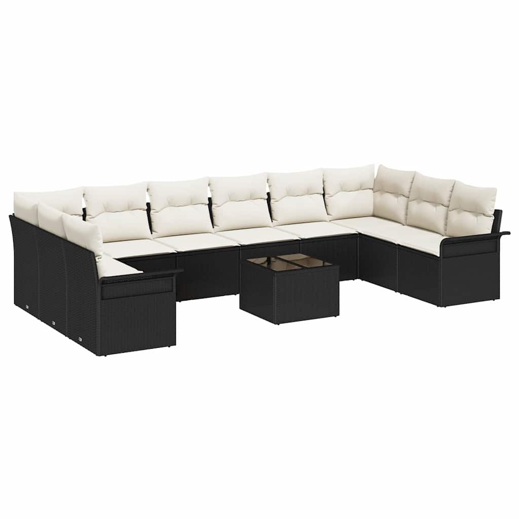 Ensemble de canapé de jardin 11 pcs Marron polyrotin