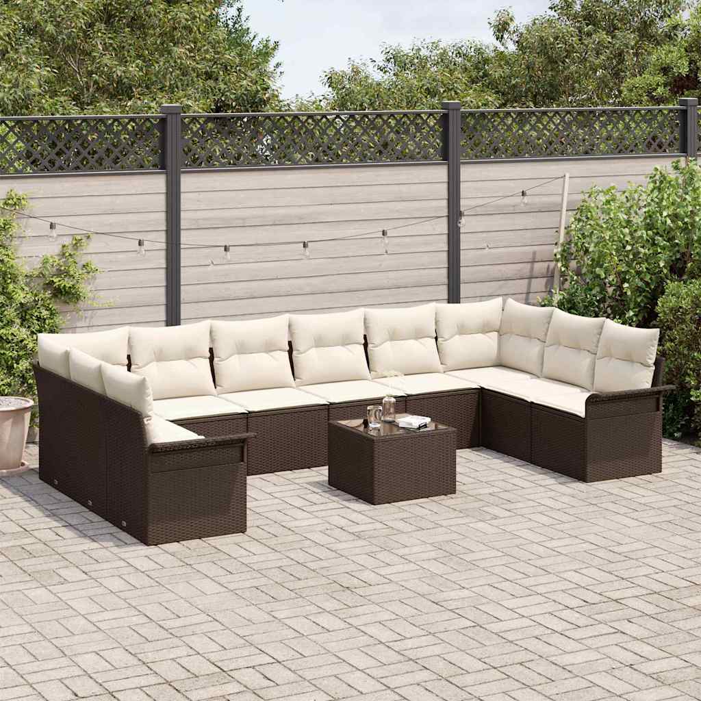 Ensemble de canapé de jardin 11 pcs Gris polyrotin