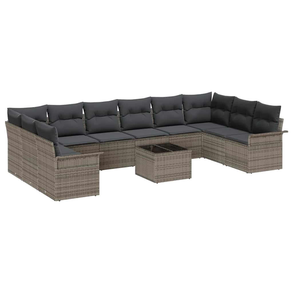 Ensemble de canapé de jardin 11 pcs Noir polyrotin