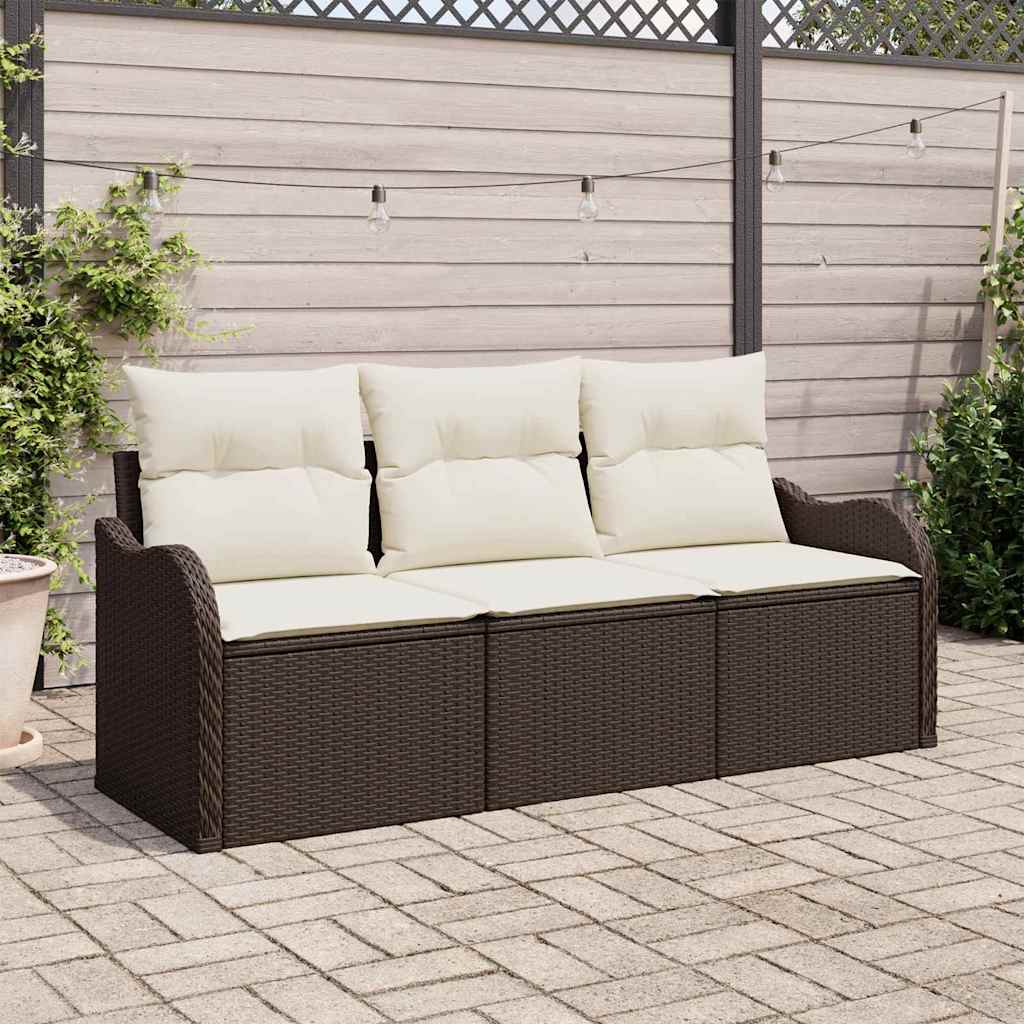 Ensemble de canapé de jardin 3 pcs Marron Poly rotin