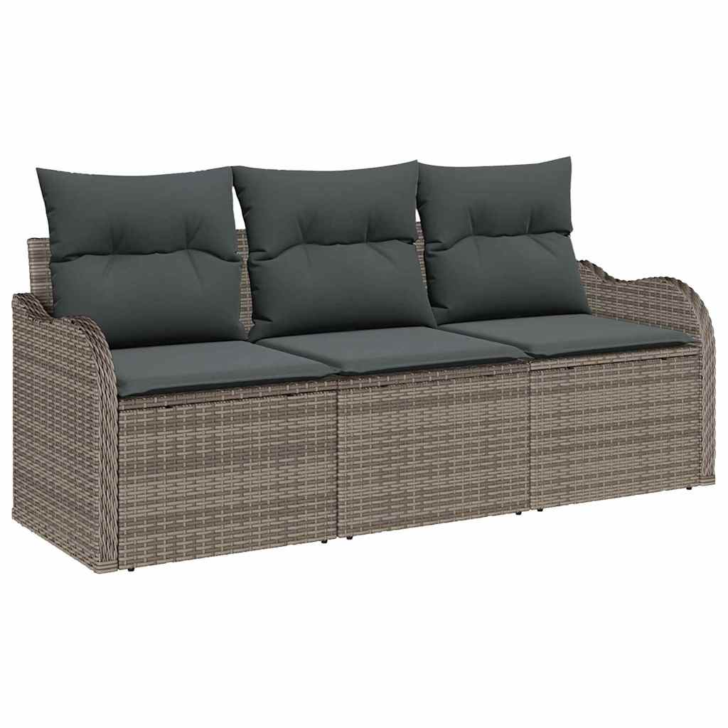 Ensemble de canapé de jardin 3 pcs Gris Poly rotin